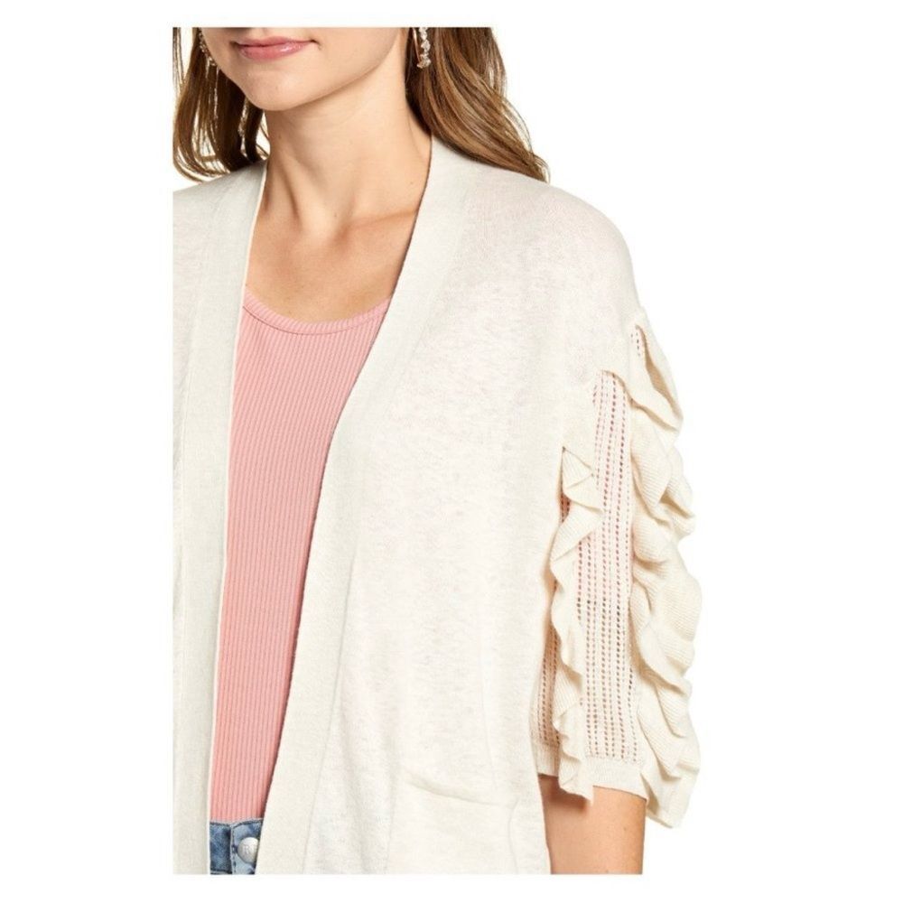 Rachel Parcell Ruffle Sleeve Cardigan I4